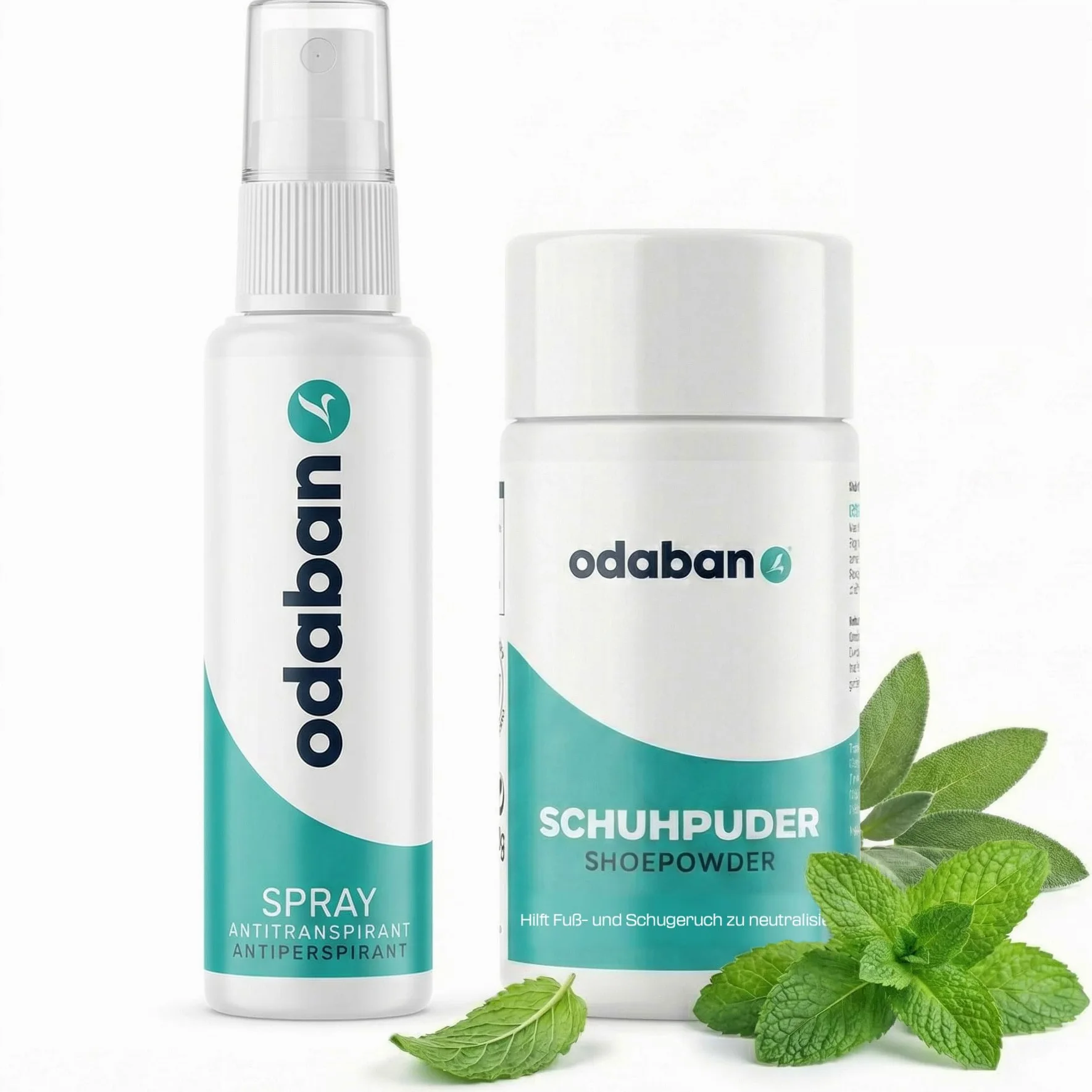 odaban® Set Antitraspirante e Deodorante | Spray 30 ml + Polvere per Piedi e Scarpe 50 g | Contro Sudore e Odori | Delicato Profumo Unisex