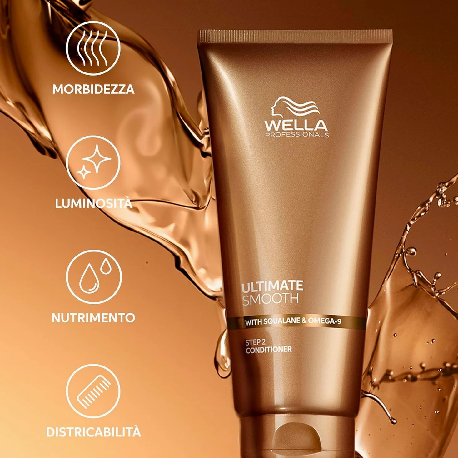 Wella Professionals Ultimate Smooth Shampoo, Conditioner e Maschera - con Squalano e Omega 9 - Ristrutturante Capelli Secchi, Opachi e Crespi (250 ml, 200 ml e 150 ml)