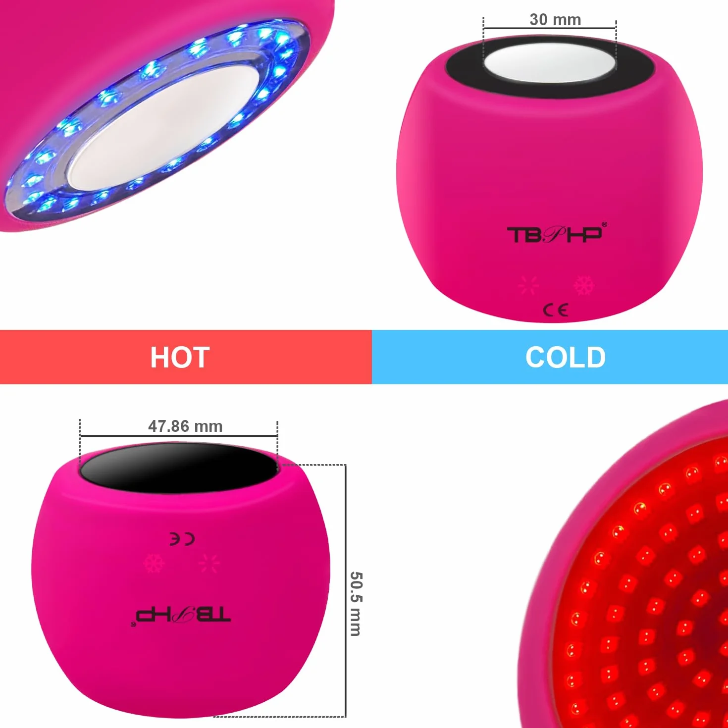 Massaggiatore facciale a caldo e a freddo 2 in 1 luce-rossa, apparecchio wireless multifunzione per il viso, massaggiatore elettrico per il viso e per il collo