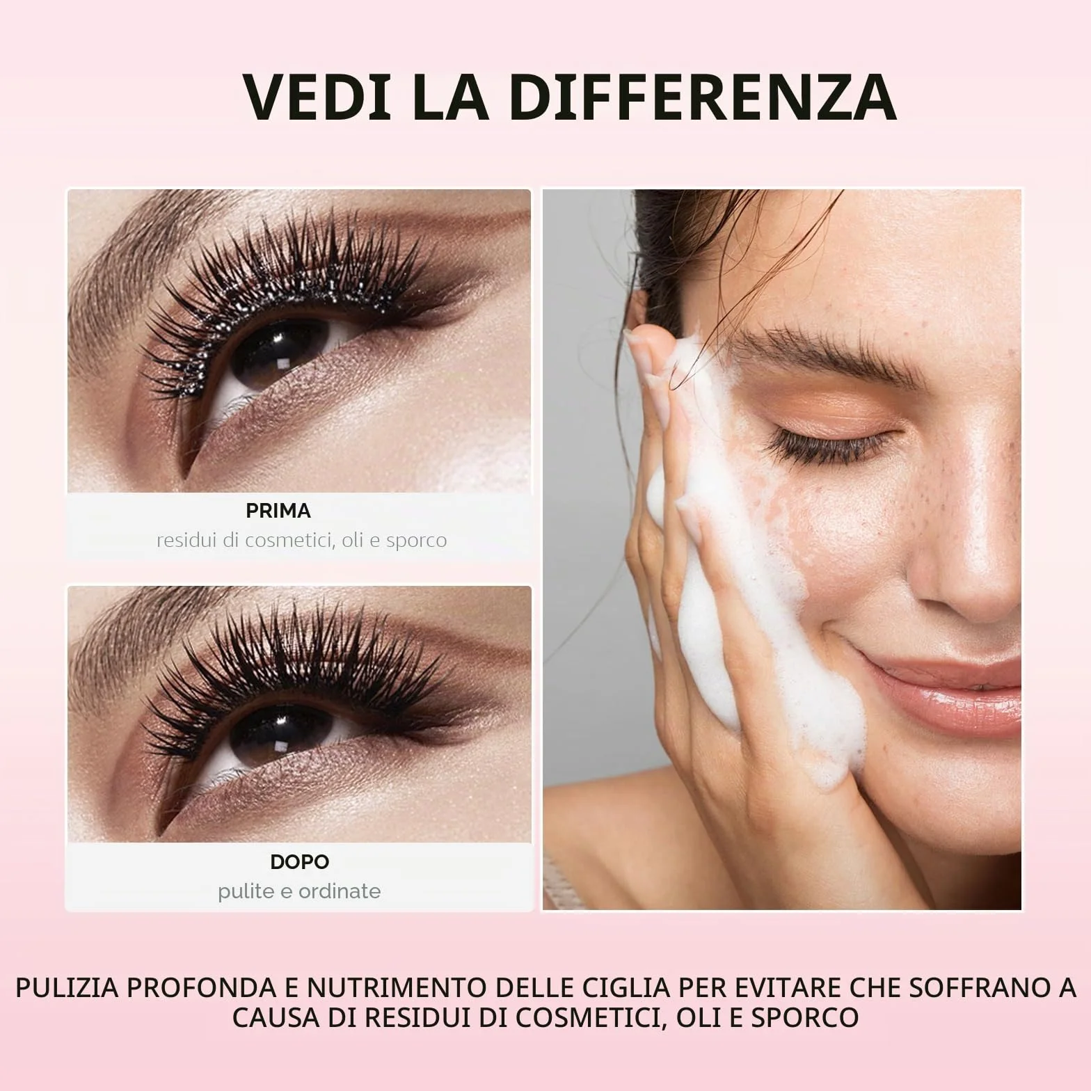 Shampoo Estensione Ciglia 60 ml + Bottiglia Risciacquo + Pennello + Mascara Parete Palpebra BREYLEE Lash, Senza Paraben e Solfati, Schiuma Detergente Trucco