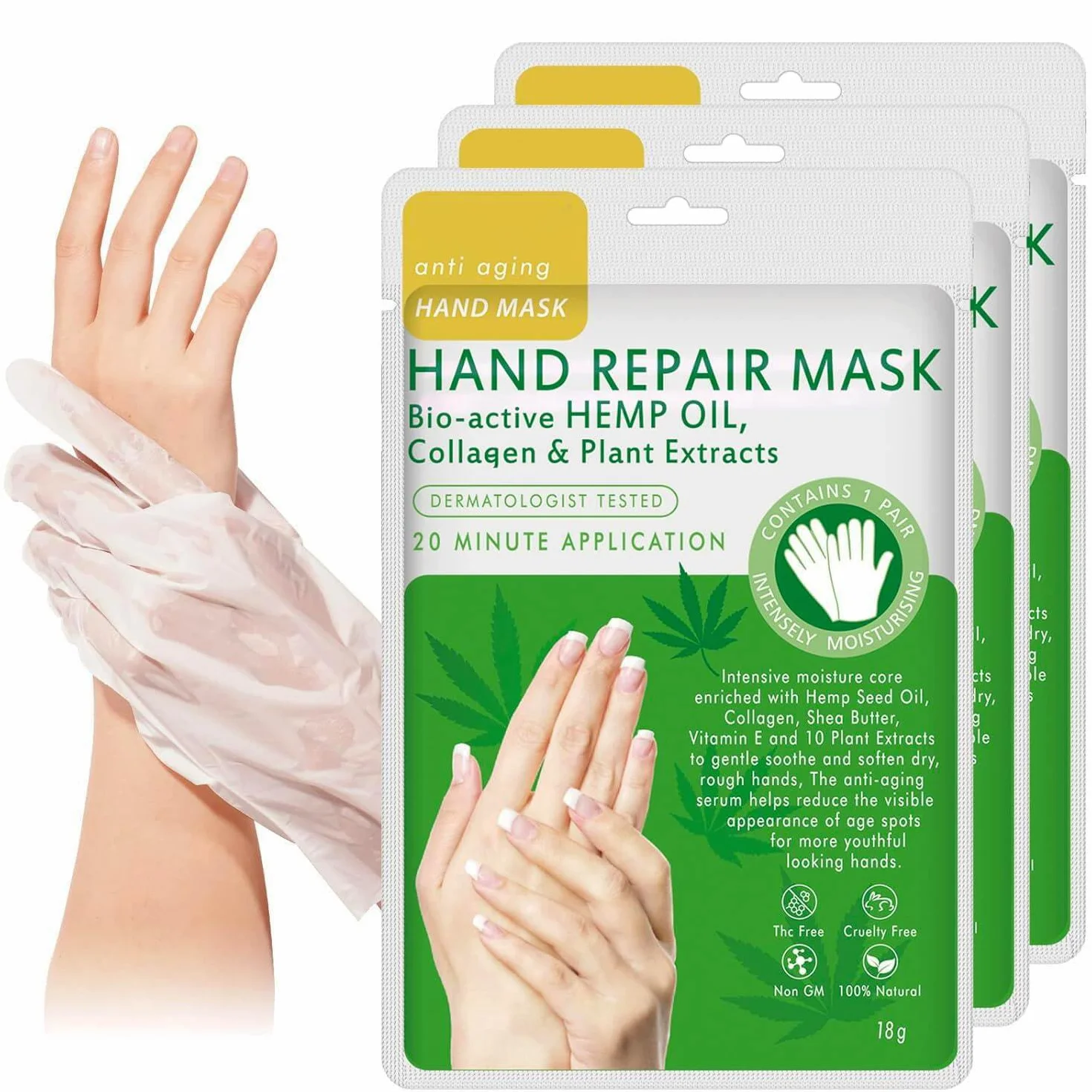 Maschera per Mani 3 Paia Guanti Idratanti Mani Maschera Antietà Rigenerante Nutriente per Invecchiamento a Secco e Screpolate per donne e uomini