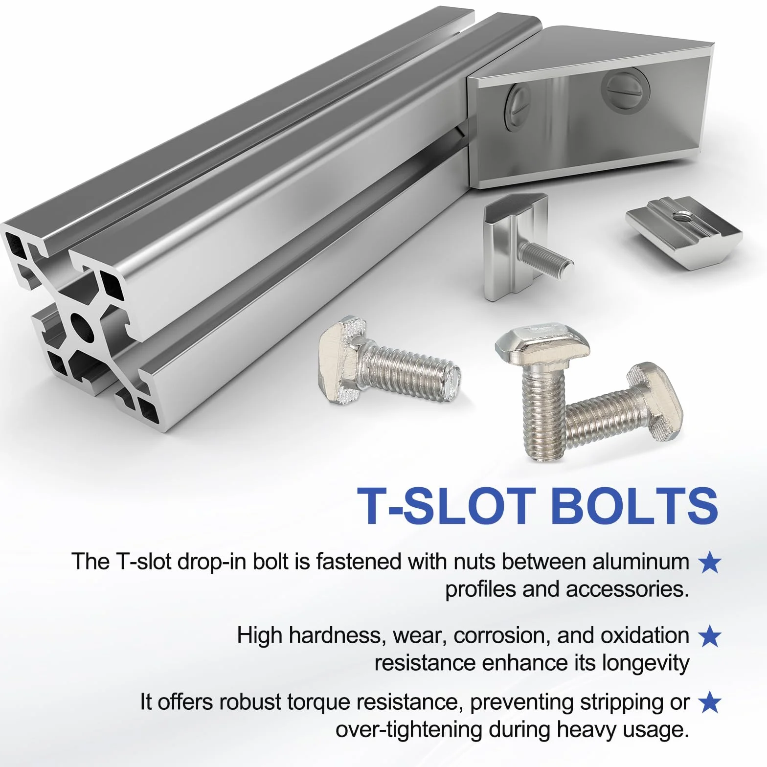 Bulloni a T-Slot M8 x 25 Mm 20Pz per Profilo Estruso Alluminio Serie 30, Argento