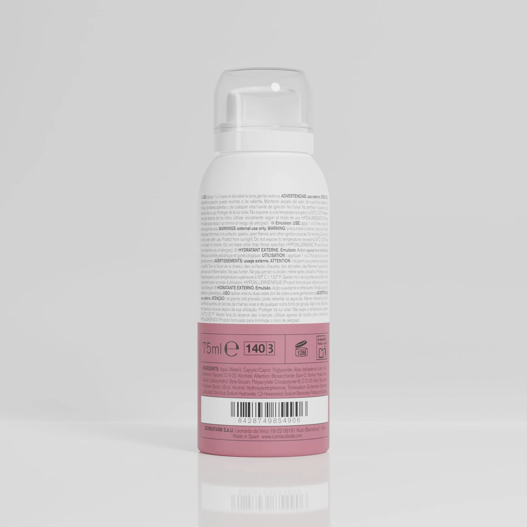 Cumlaude Lab Hydra Spray - Bruma Vulvar Hidratante, Calmante y Refrescante en 5 segundos, con Ácido Hialurónico y Aloe Vera para Sequedad, Picor o Inflamación de la Zona Genital Externa - 75 ml