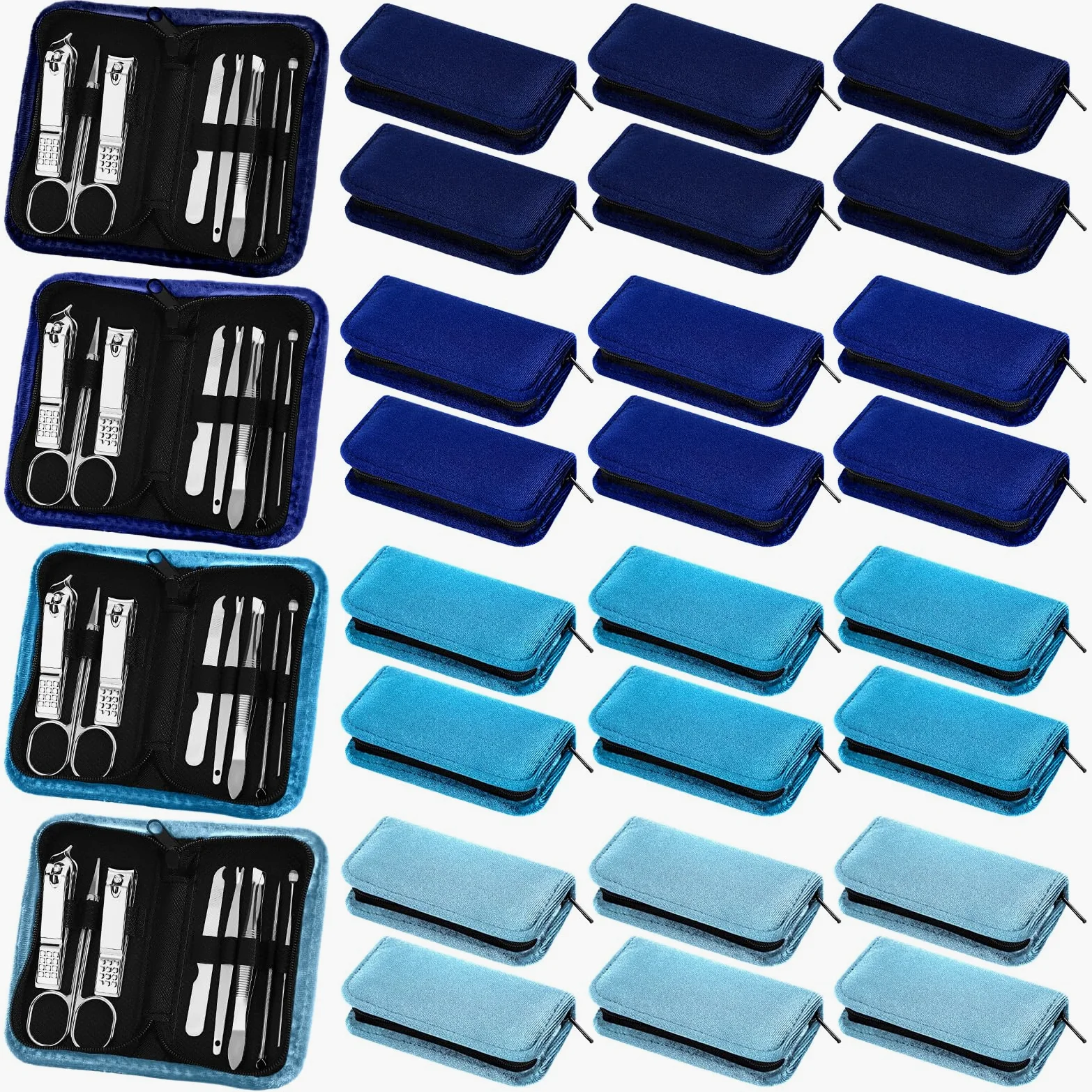 Coume Set di 24 set per manicure professionale, 8 in 1, in acciaio inossidabile, strumenti per la cura delle unghie, set per pedicure con lussuosa custodia da viaggio, regalo per uomini, donne, amici,