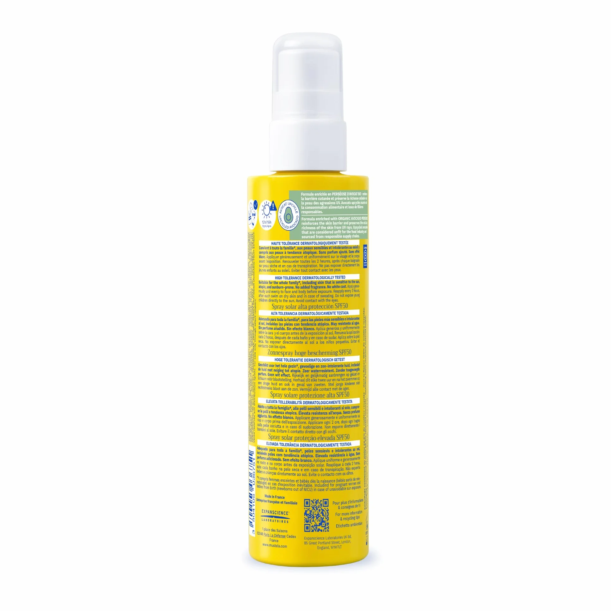 Mustela Spray Latte Solare Spf 50, Viso, Corpo, Con Avocado e Vitamina E, Neonati, Bambini, Tutta la Famiglia, Adatto in Gravidanza - Protezione Molto Alta dai Raggi UVB e UVA (200ml)