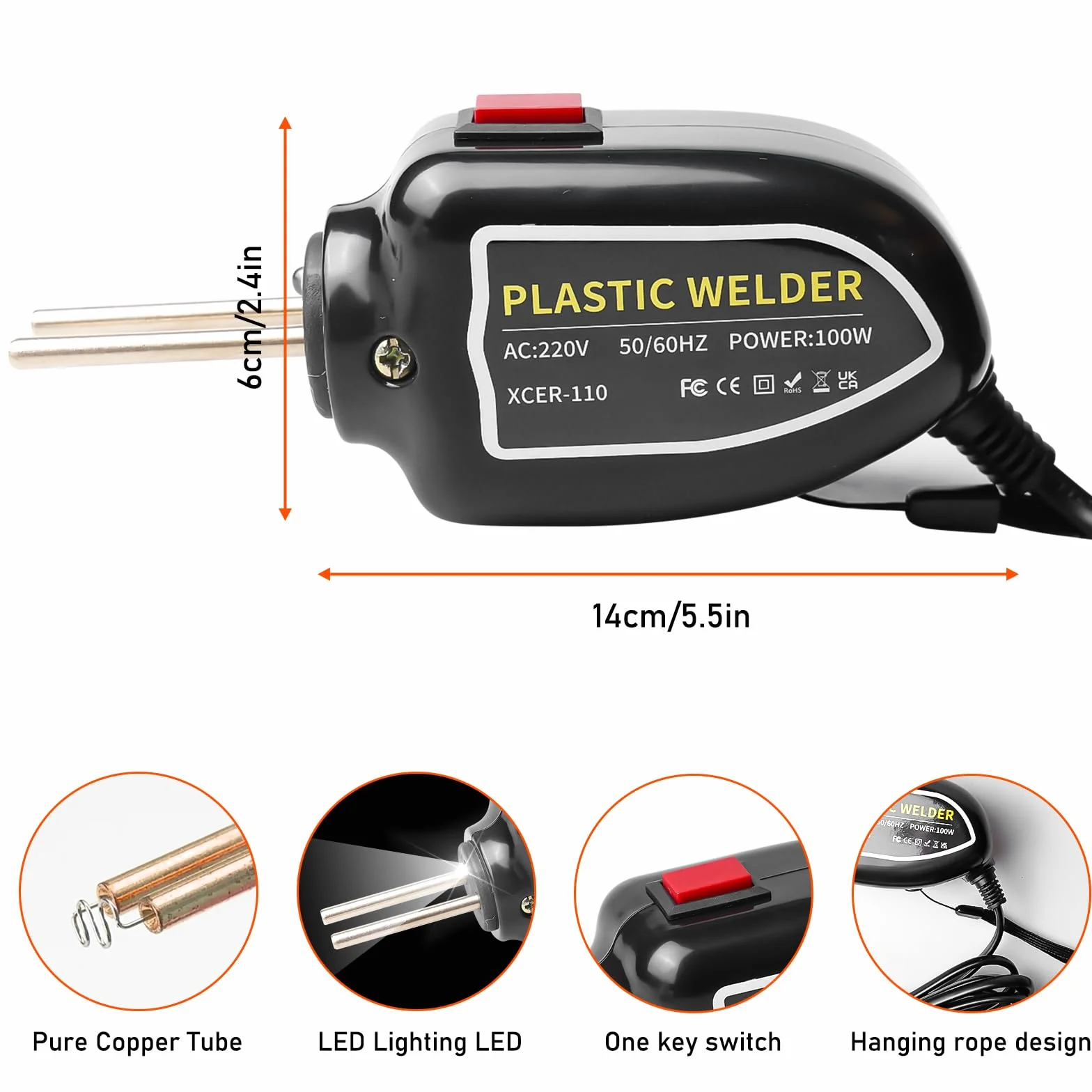 Saldatrice in plastica 100 W set riparazione paraurti 200 pezzi 4 tipi 500 °C