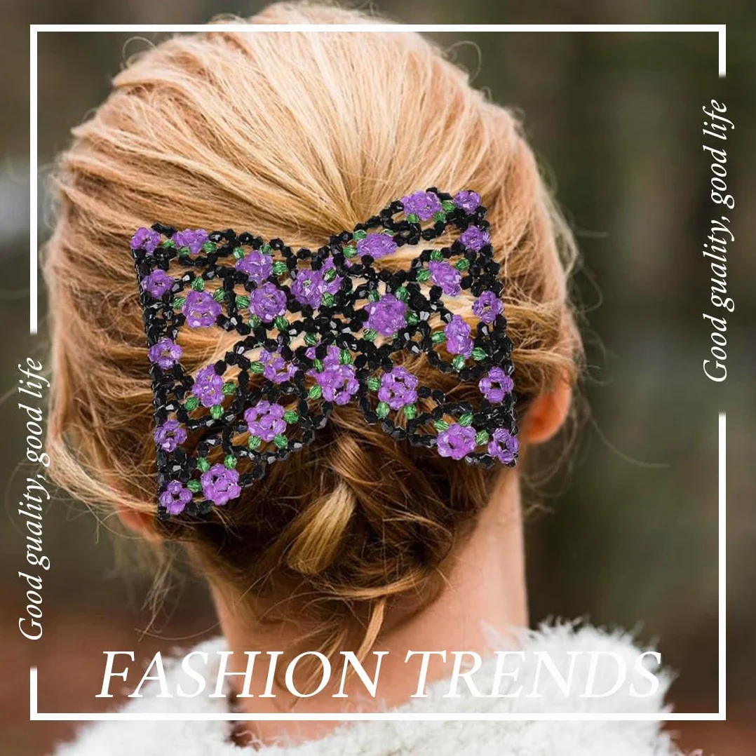 2 Pcs Pettinini Fermacapelli a Fiore, Fermagli a Pettine per capelli magico, Elastico, Stretchy, Doppie Clip, Hair Comb Accessorio per Donne Ragazze