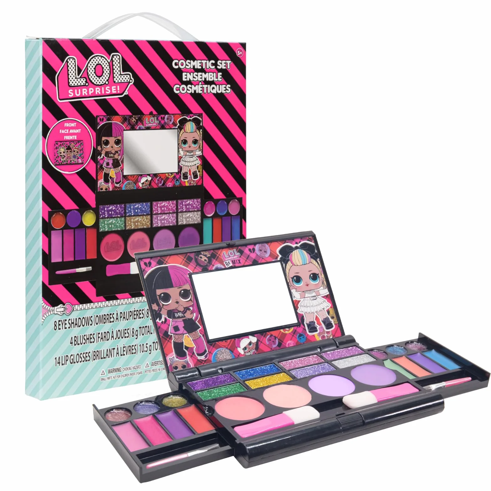 L.O.L. Surprise! Set Trucco Gloss, Ombretti, Blush e Pennelli Portatile