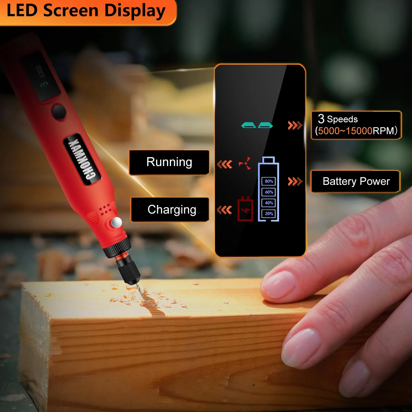 Mini utensile rotante senza fili kit smerigliatrice 3 velocità 72 accessori ricarica USB-C levigatura lucidatura rettifica