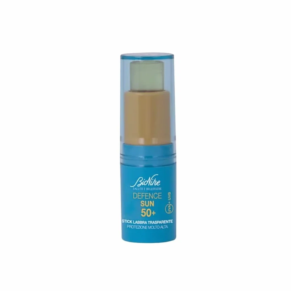 Bionike Defence Sun - Stick Labbra Protezione Solare, SPF 50+, Trasparente, Protezione UVB e UVA, Protegge e Idrata donando Confort e Nutrimento, 10 gr