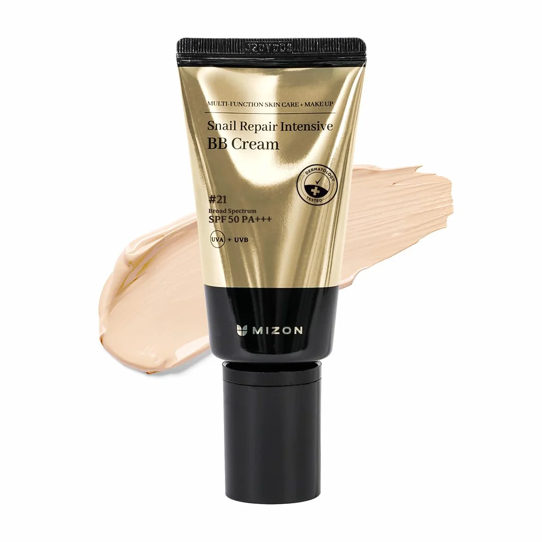 [Mizon] BB Cream SPF 50+ arricchita con estratto di bava di lumaca (#21) alta copertura, idratazione, rigenerazione della pelle, cosmetico coreano (Snail Repair Intensive BB Cream)