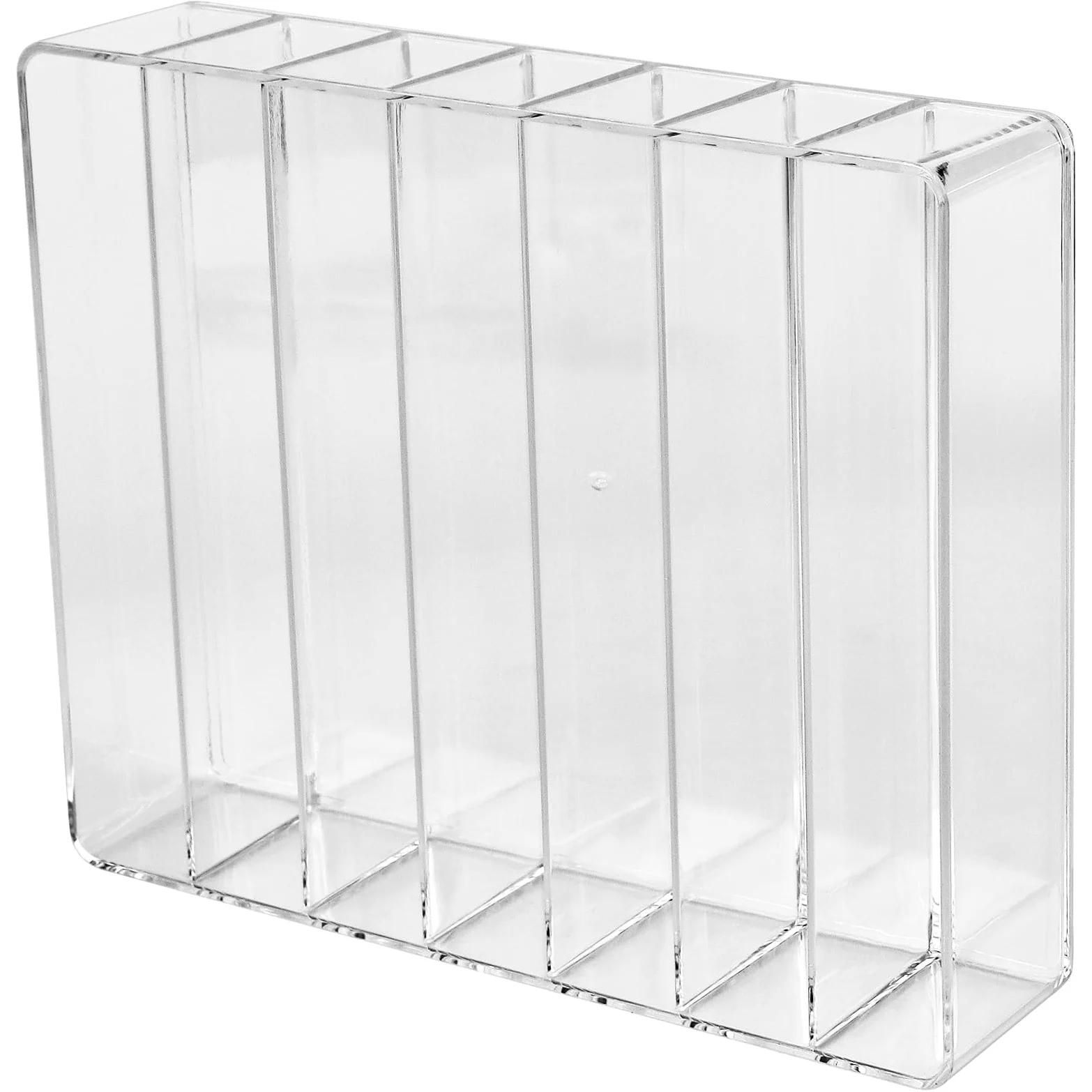 SINJEUN Confezione da 4 organizer per tavolozze in acrilico, 7 sezioni divise, organizer per ombretti, fard, rossetti, trucchi (trasparente, 19,1 x 16 x 4,6 cm)