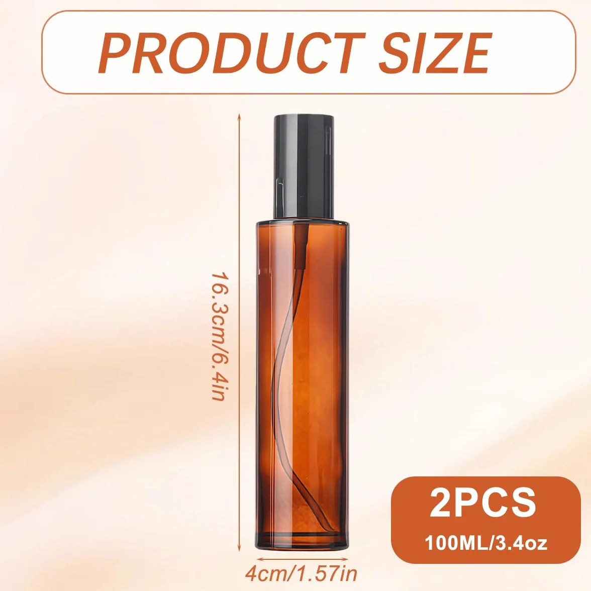 2 flaconi vuoti in vetro smerigliato ambrato da 100 ml, con erogatore a pompa, dispenser per trucco con tappo nero, per oli essenziali, fondotinta, crema e lozioni