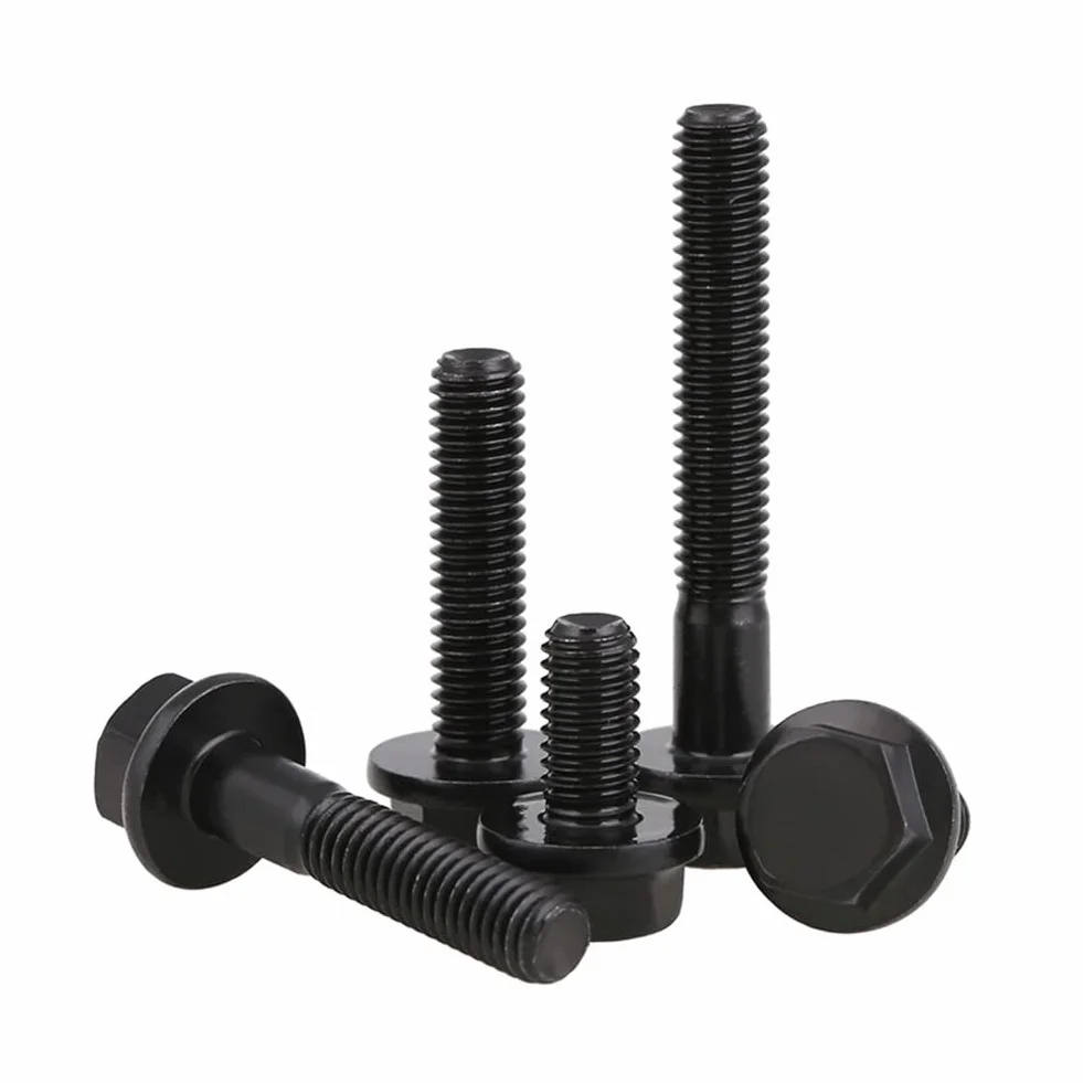 Bulloni a Testa Esagonale con Flangia M6x30 mm Acciaio Legato Grado 10.9 Nero