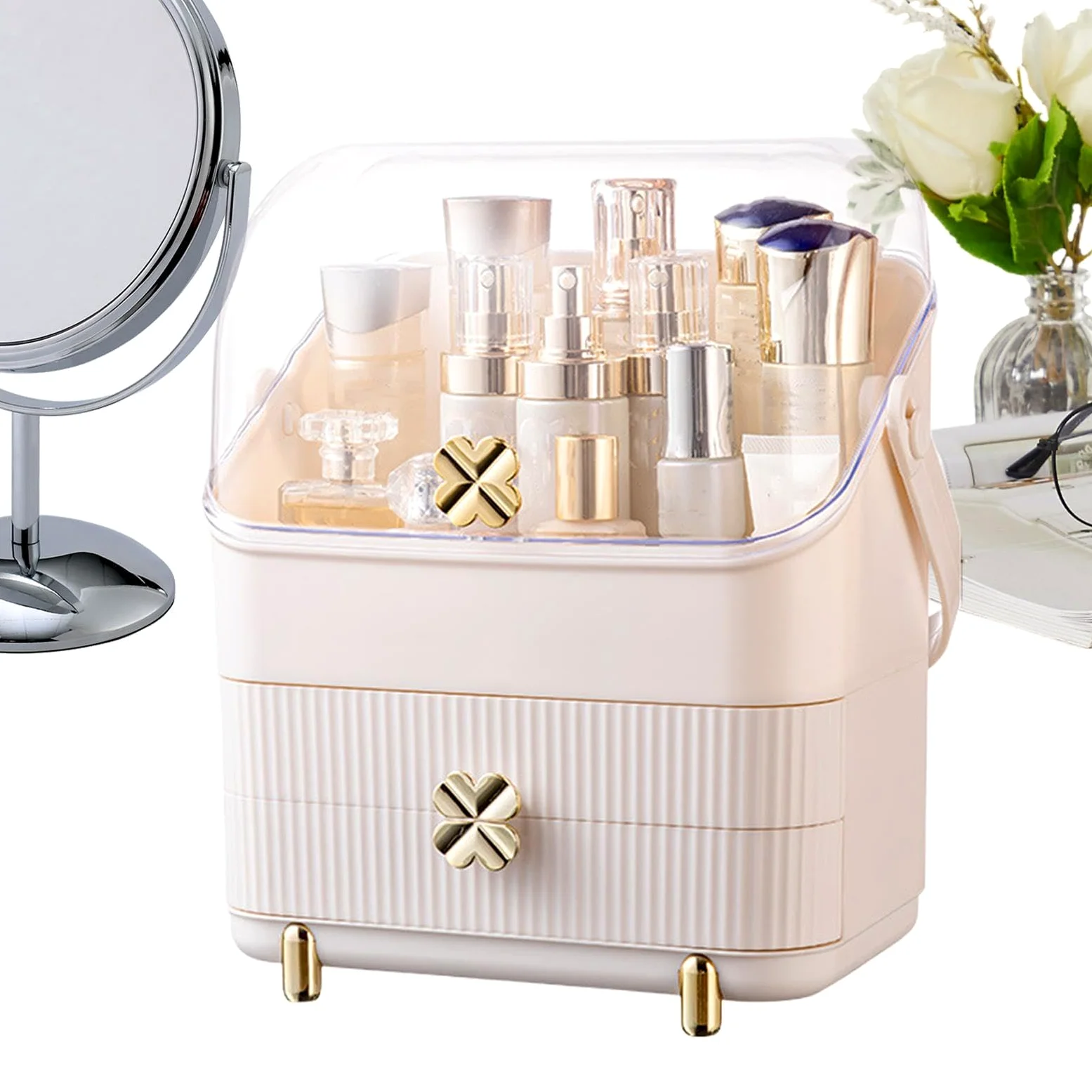 Grande organizer per trucchi, cosmetici, impermeabile | Contenitore per cosmetici con design spazioso, organizer per trucchi con forma pratica, per bagno e tavolo da toeletta