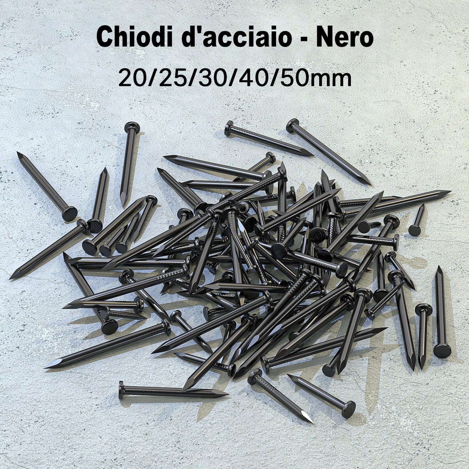 Chiodi in Acciaio da 30mm Zincati per Cemento, Mattoni, Legno, Uso Universale Interno/Esterno (Nero)