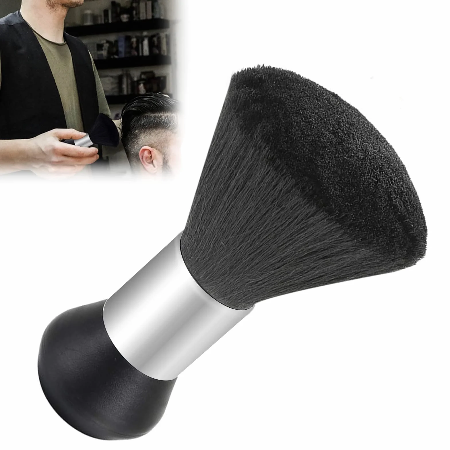 Pennello Parrucchiere,Barbiere Collo Spazzola,Pennello Pulizia,Pennello Collo Barbiere,Capelli Spazzare Spazzola,per Togliere i Residui di Capelli(Nero)