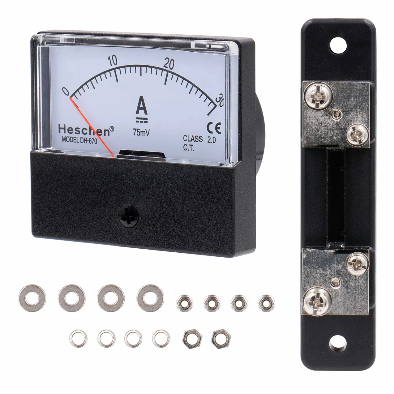 Heschen Contatore amperometro DC 0-30A DH 670 classe 2,0 con Shunt