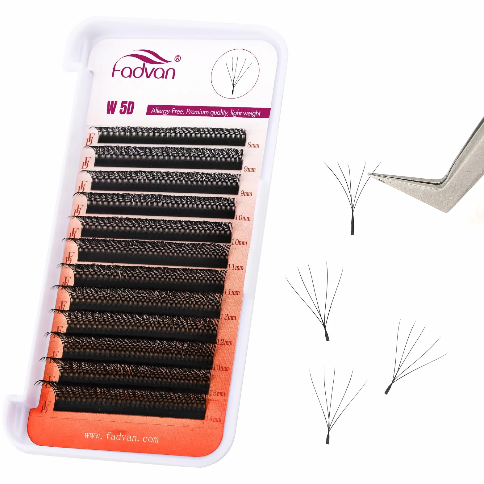 Estensioni delle Ciglia 5D W 0.07 D Curl Premade Fan Eyelash Extension Ciglia 8-14mm Lunghezza Mista W Volume Russo Professionale Tessuto di Seta Ciglia Prefabbricate(0.07D Curl 8-14mm)