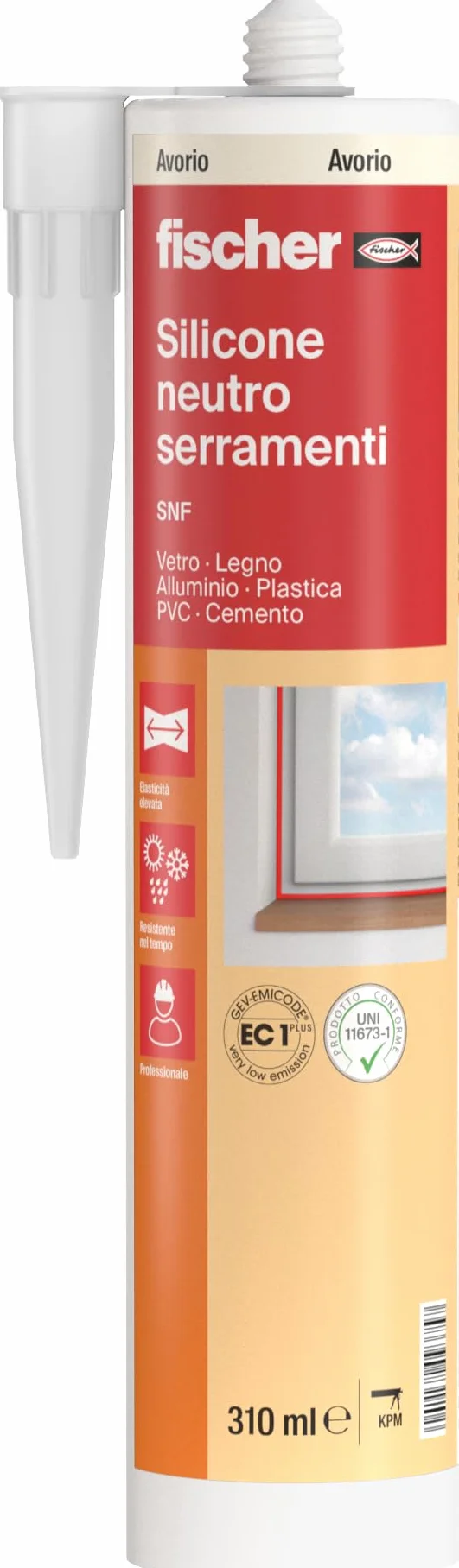 Fischer SNF Silicone Sigillante Legno Beige Avorio, Neutro a Basso Modulo, Elastico, per Pavimenti e Finestre, Esterno/Interno
