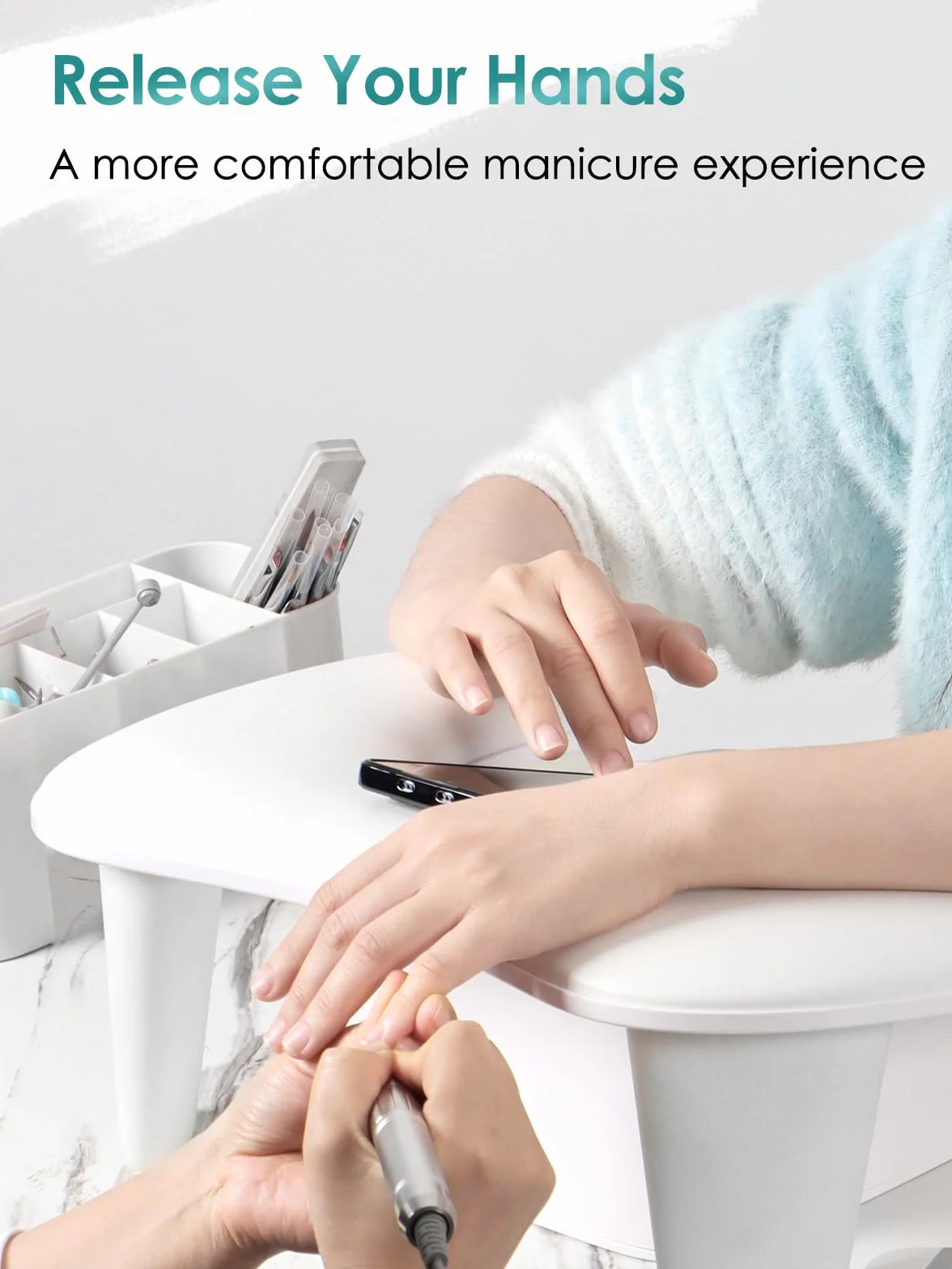 Cuscino per bracciolo per unghie: supporto per unghie in pelle Poggiamano per unghie - Cuscino per manicure bianco Poggiabraccio per unghie - Cuscino per piedi antiscivolo per salone di nail art