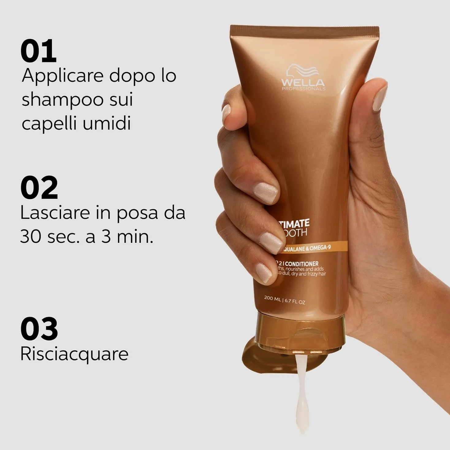 Wella Professionals Ultimate Smooth Shampoo, Conditioner e Maschera - con Squalano e Omega 9 - Ristrutturante Capelli Secchi, Opachi e Crespi (250 ml, 200 ml e 150 ml)