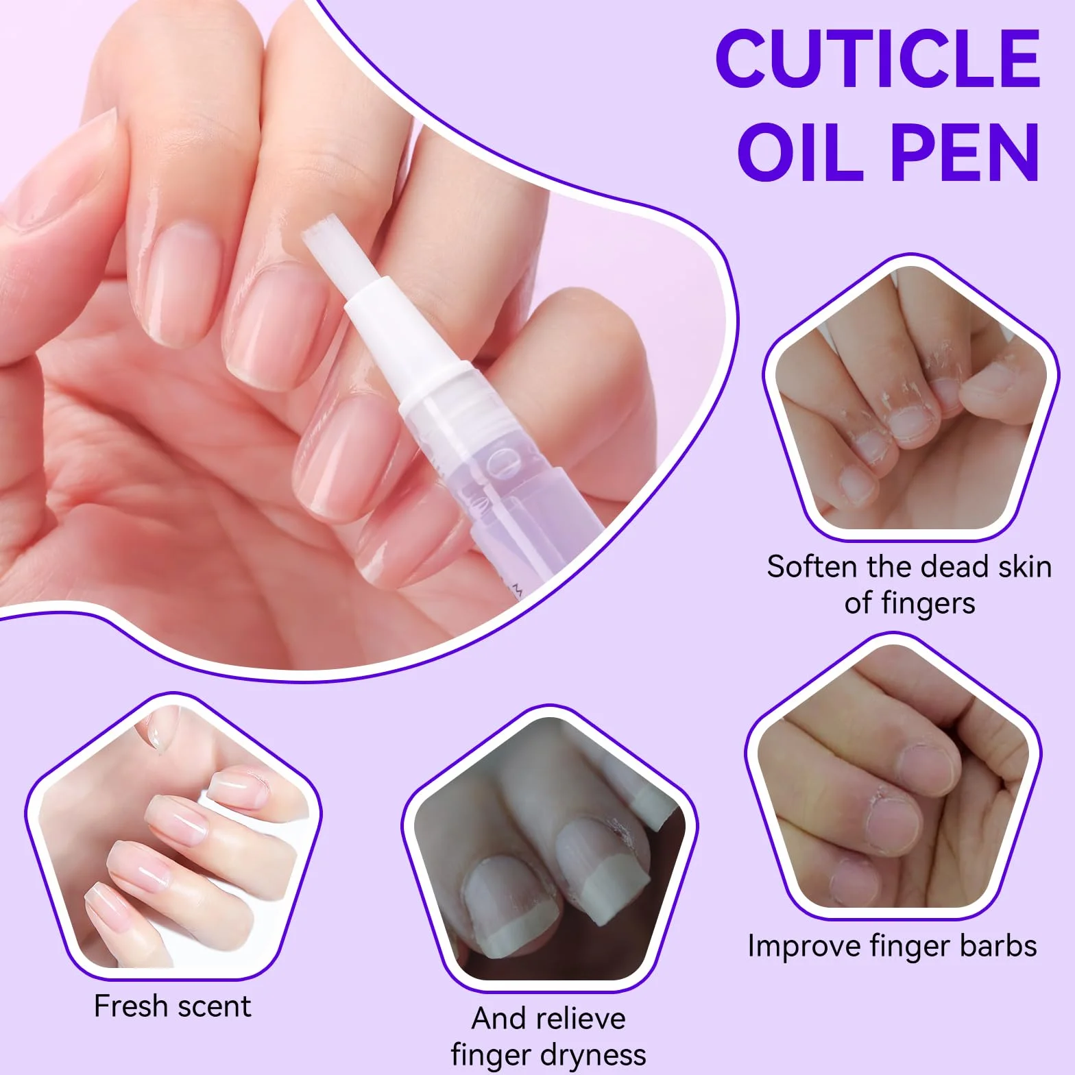 Makartt Olio Pen per Cuticole e Unghie, 3Pc Nail Oil Nutriente Idratante, Kit Cure Cuticole Crudele e Secche