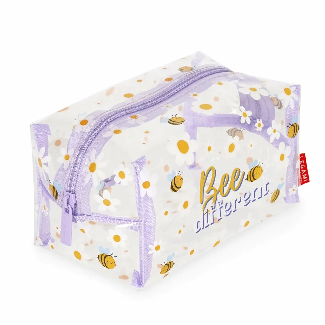 Legami - Trousse Porta Trucchi, Makeup Queen, in Metallo e TPU, Tema Bee, Pochette Capiente, Chiusura con Zip, 18x14 cm