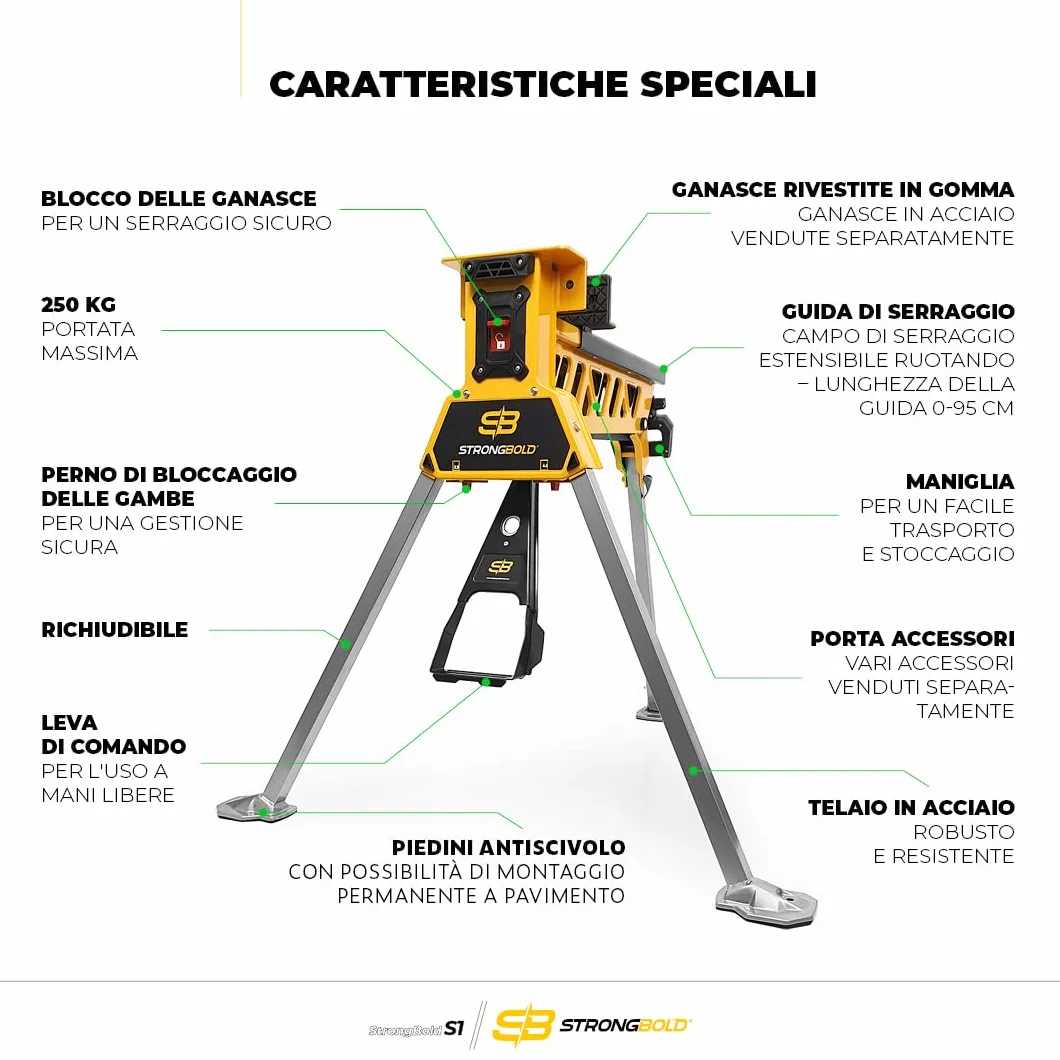 Morsa Mobile Professionale Banco da Lavoro Pieghevole Forza 10kN Supporto Falegnameria Officina