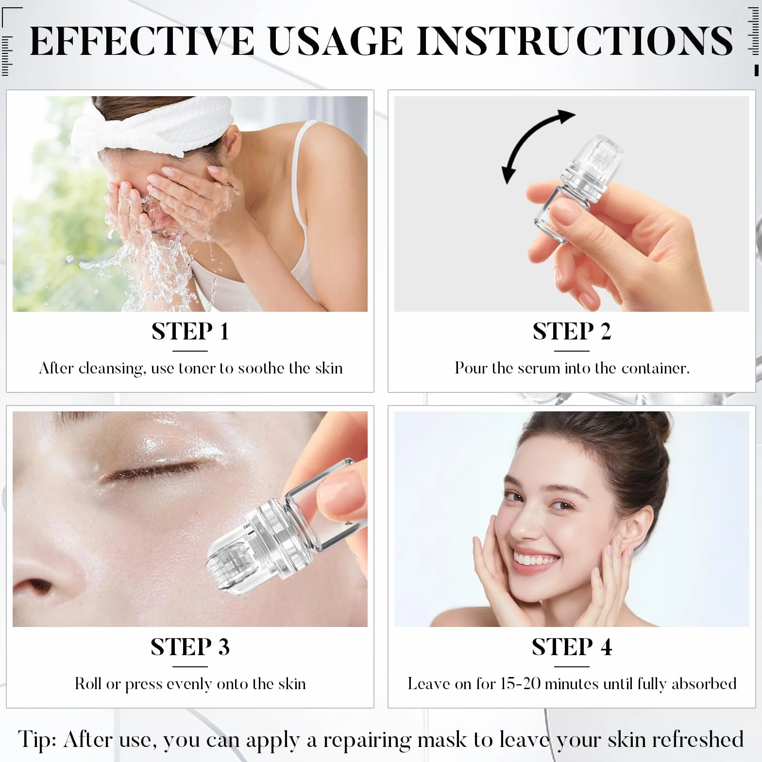 Micro infusione System, Micro Needling Set, Microneedling Siero, Micro Infusion Face con 6 Microneedling Serum e 2 Roller inclusi, soluzione anti-invecchiamento (A)
