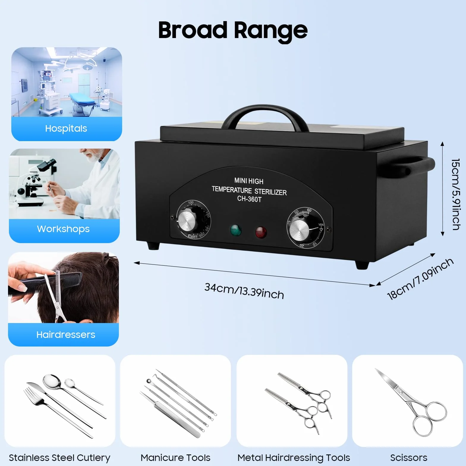 Sterilizzatore ad aria calda da 300 W, 220 V, sterilizzatore per unghie, con regolatore di temperatura e timer, nero, a calore secco, sterilizzatore ad alta temperatura per parrucchieri, saloni di