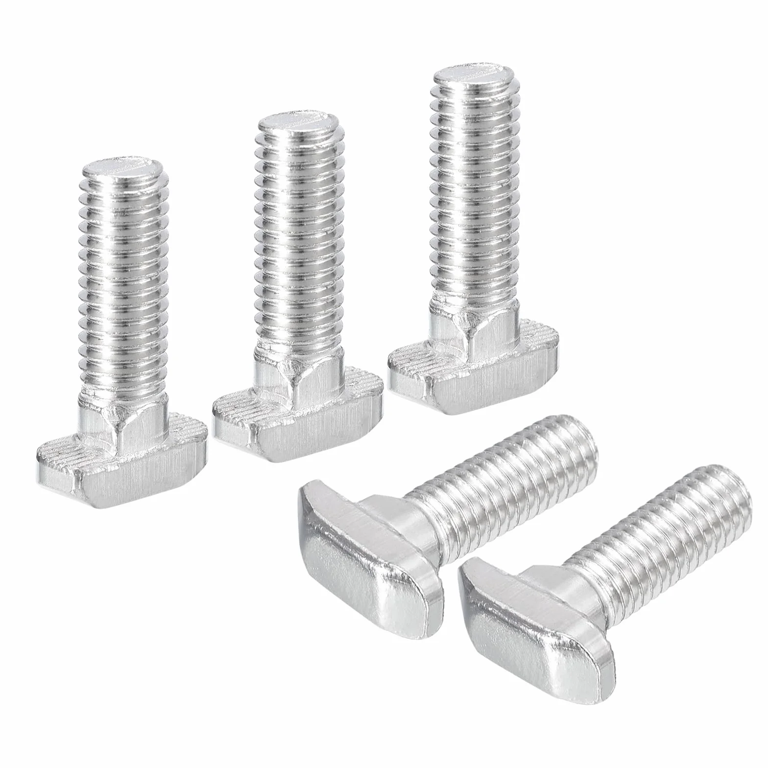 Bulloni a T-Slot M8 x 30mm Testa a Martello per Profilo Alluminio Serie 4040, Acciaio Carbonio Nichelato Argento