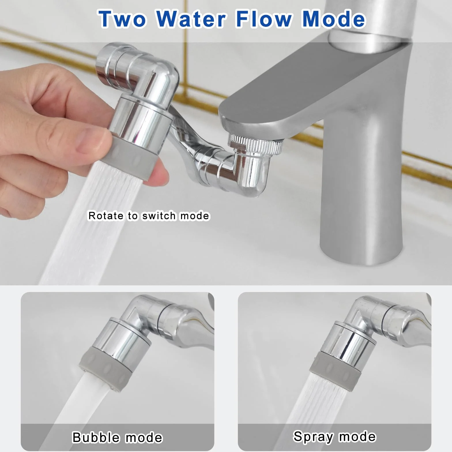 Duotap Rubinetto Allungabile con Rotazione 360° Prolunga Bagno Cucina Girevole 1080 Snodo per Lavandino Adattatore Universale 2 Pezzi