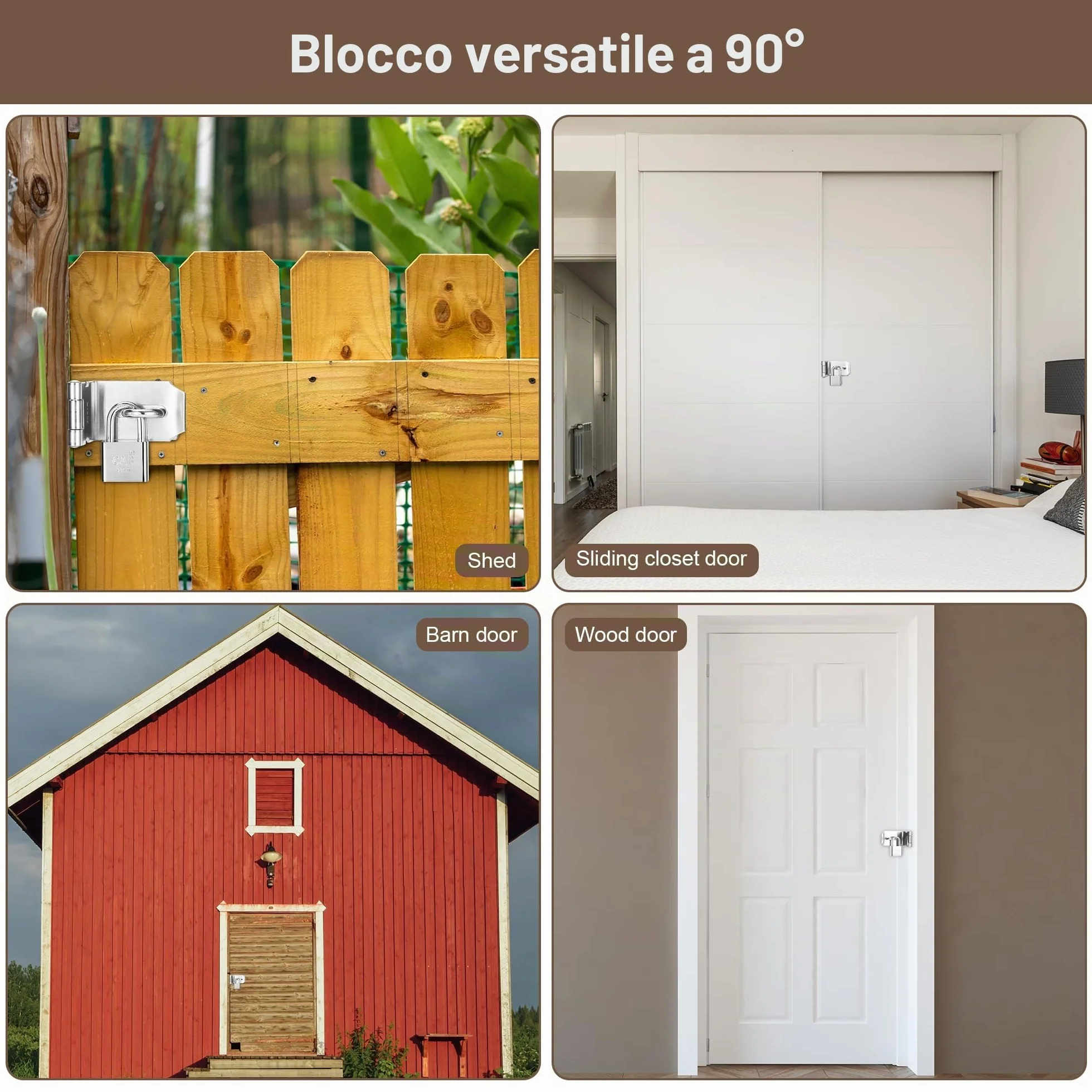 Lucchetto con Chiusura a Viti, Serratura Porta con Chiave, Hasp 90° Acciaio Inox per Giardino