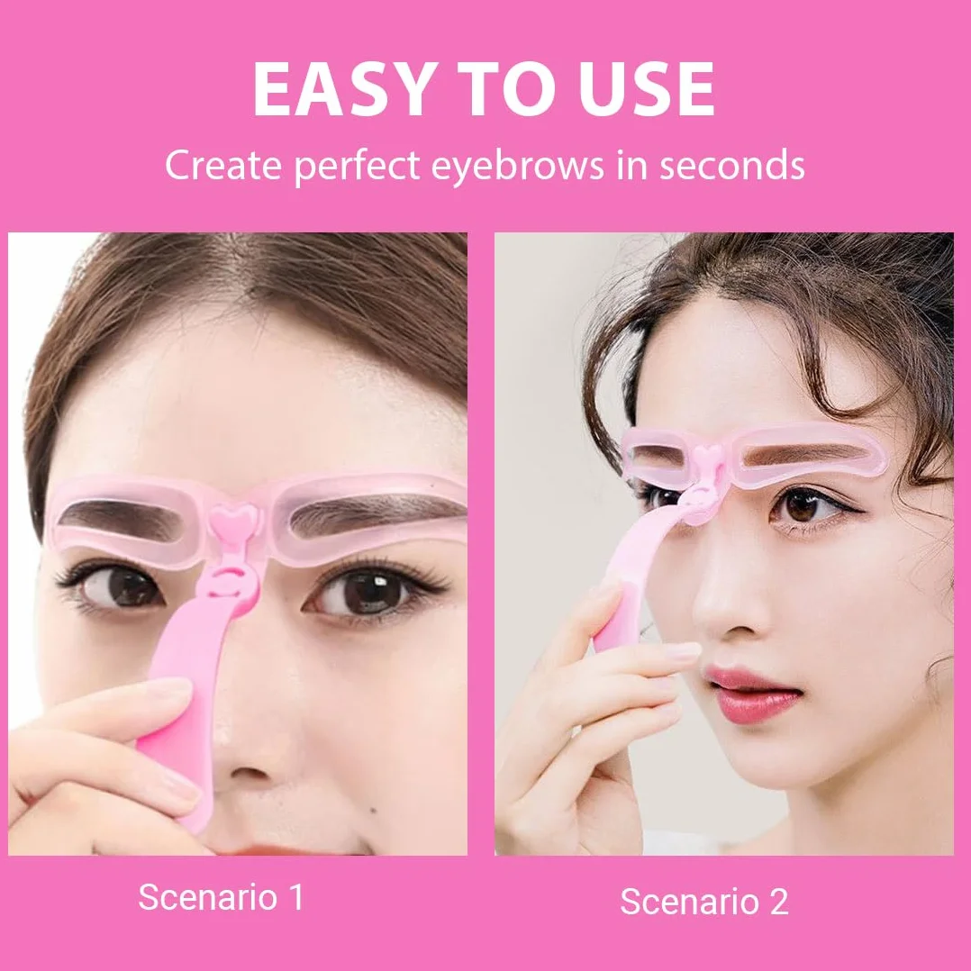 GXGM Stencil Sopracciglia Kit Timbri Sopracciglia 8 Stencil per Sopracciglia per Principianti Riutilizzabili e 1 Rasoio per Sopracciglia, Rosa