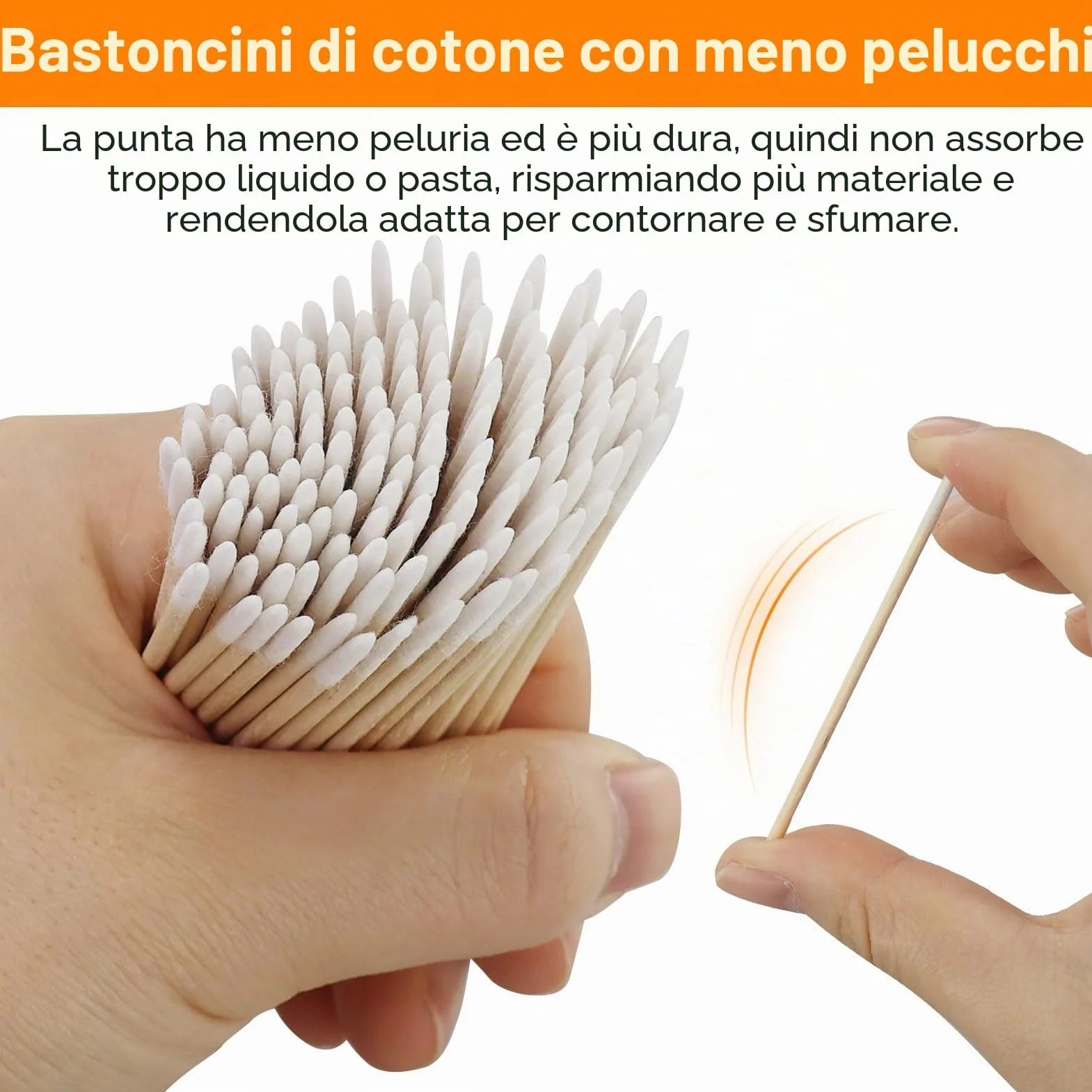 200 tamponi di cotone a punta in legno, 7 cm, applicatori per tatuaggi, sopracciglia, bellezza, trucco, unghie (bambù)