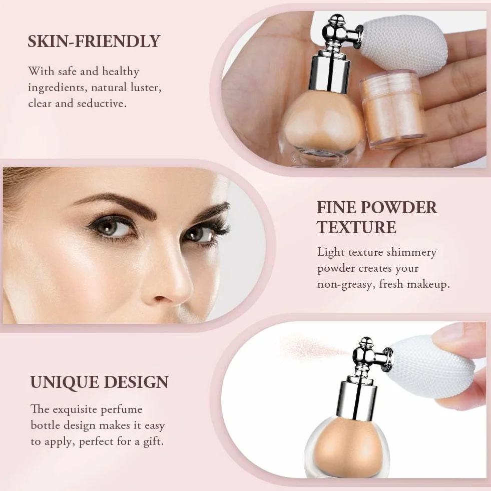 Spray glitterato – Evidenziatore lucido per corpo e viso, scintilla di lunga durata e non appiccicoso, scintillio scintillante per feste, matrimoni, festival, vegano e leggero, color carne perla
