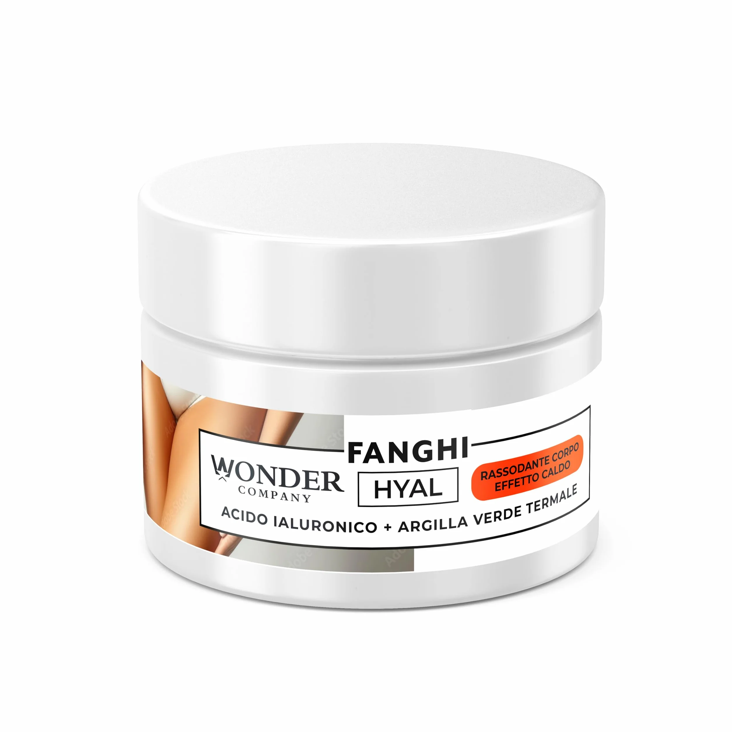 Hyal Fanghi Corpo Rassodante effetto caldo, con Acido Ialuronico e Argilla verde termale, 200 ml - Wonder Company
