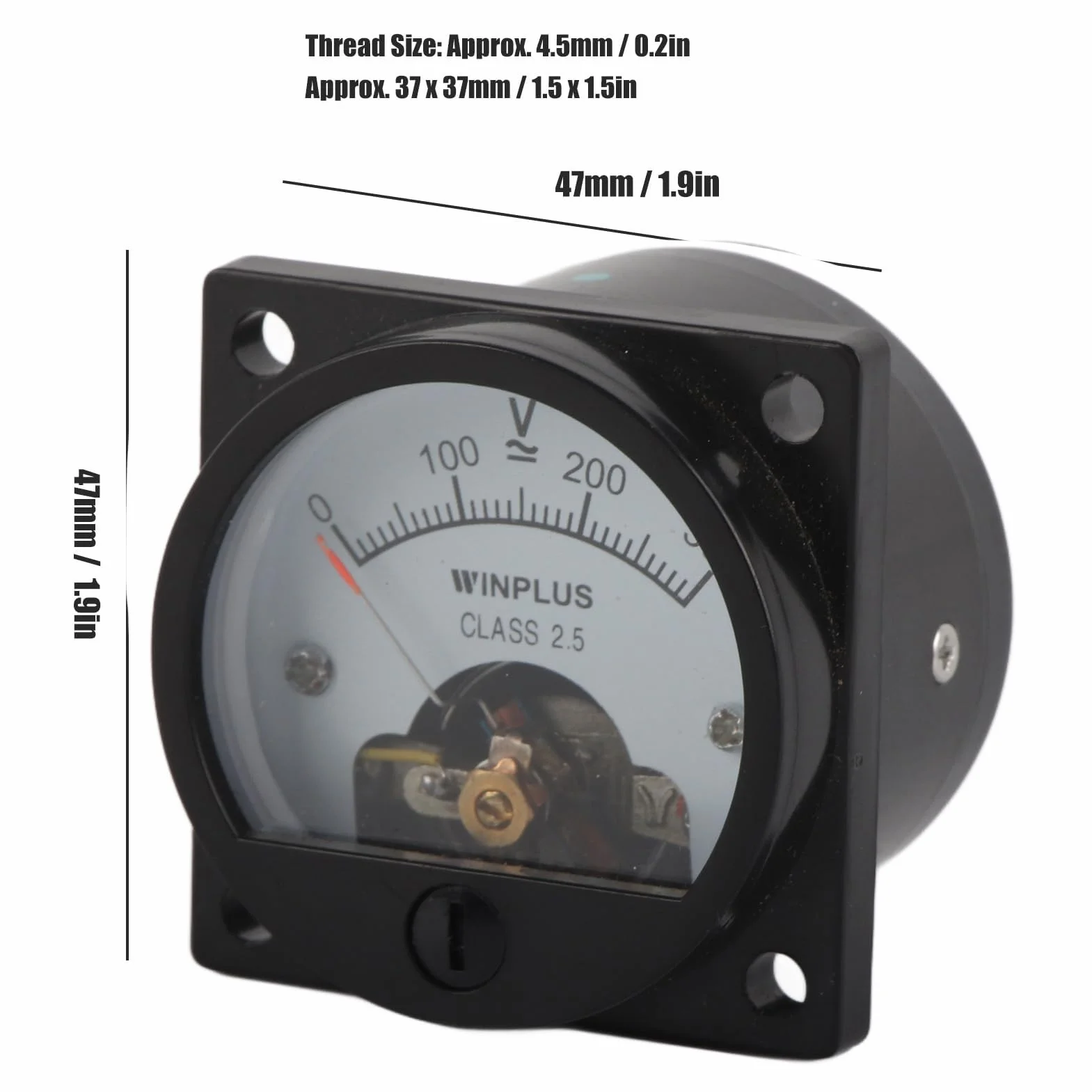 Voltmetro Analogico Pannello Quadrante Rotondo ABS SO‑45 AC 0‑300 V Nero