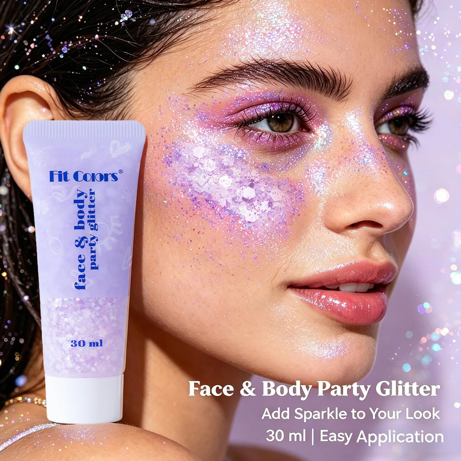 Glitter Gel Chunky 2x30ml Bianco & Rosa Argento. Gel Scintillante Viso, Corpo, Capelli a Lunga Tenuta per Festival, Feste, Carnevale.
