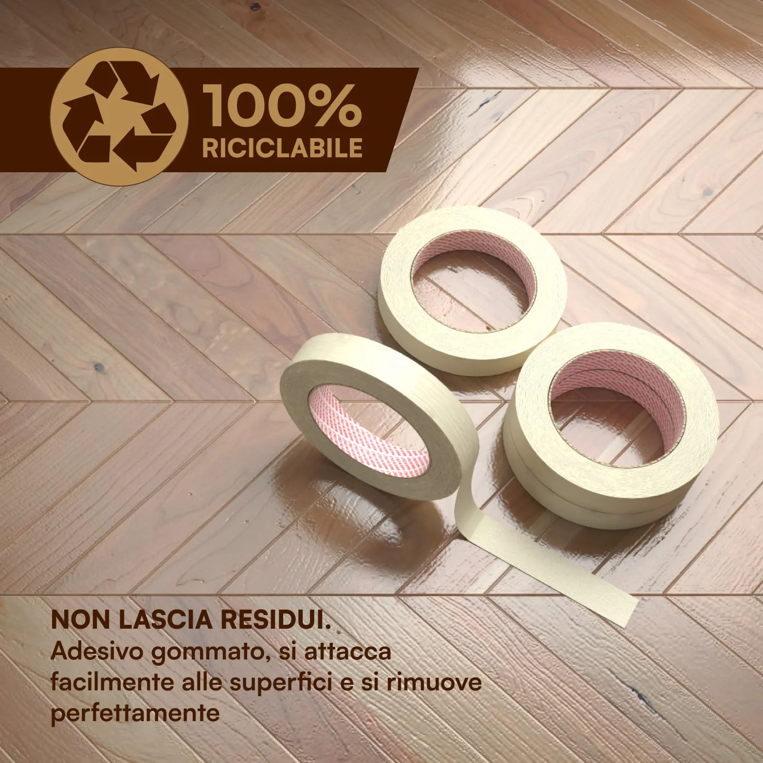 Nastro di Carta 19mm x 50m 16 Rotoli - Carta Gommata Professionale Riciclabile per Mascheratura Pittura
