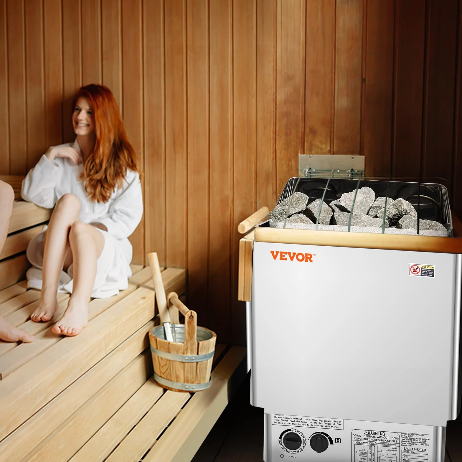 VEVOR Stufa Elettrica per Sauna 8 kW 400 V 3 N, Riscaldatore Portatile Acciaio Inox, 8-12 m³, Timer 3 Ore