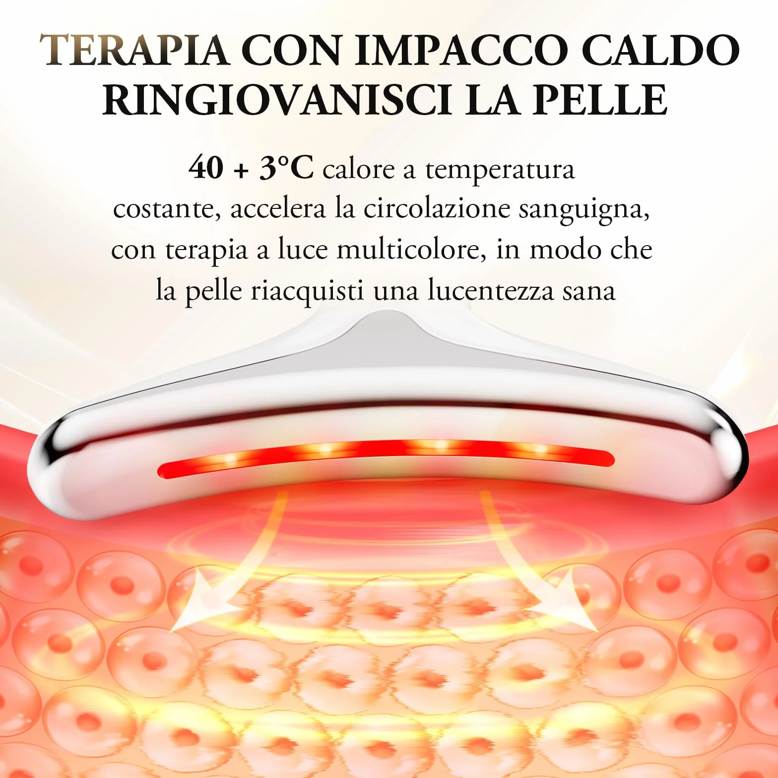 ANLAN Dispositivo di Bellezza Antirughe, Impacco Caldo a 45 ℃ Terapia Della Luce Massaggiatore Viso EMS lifting del Collo Rassodante per Tonificare il Viso,Timer di spegnimento di 5 minuti