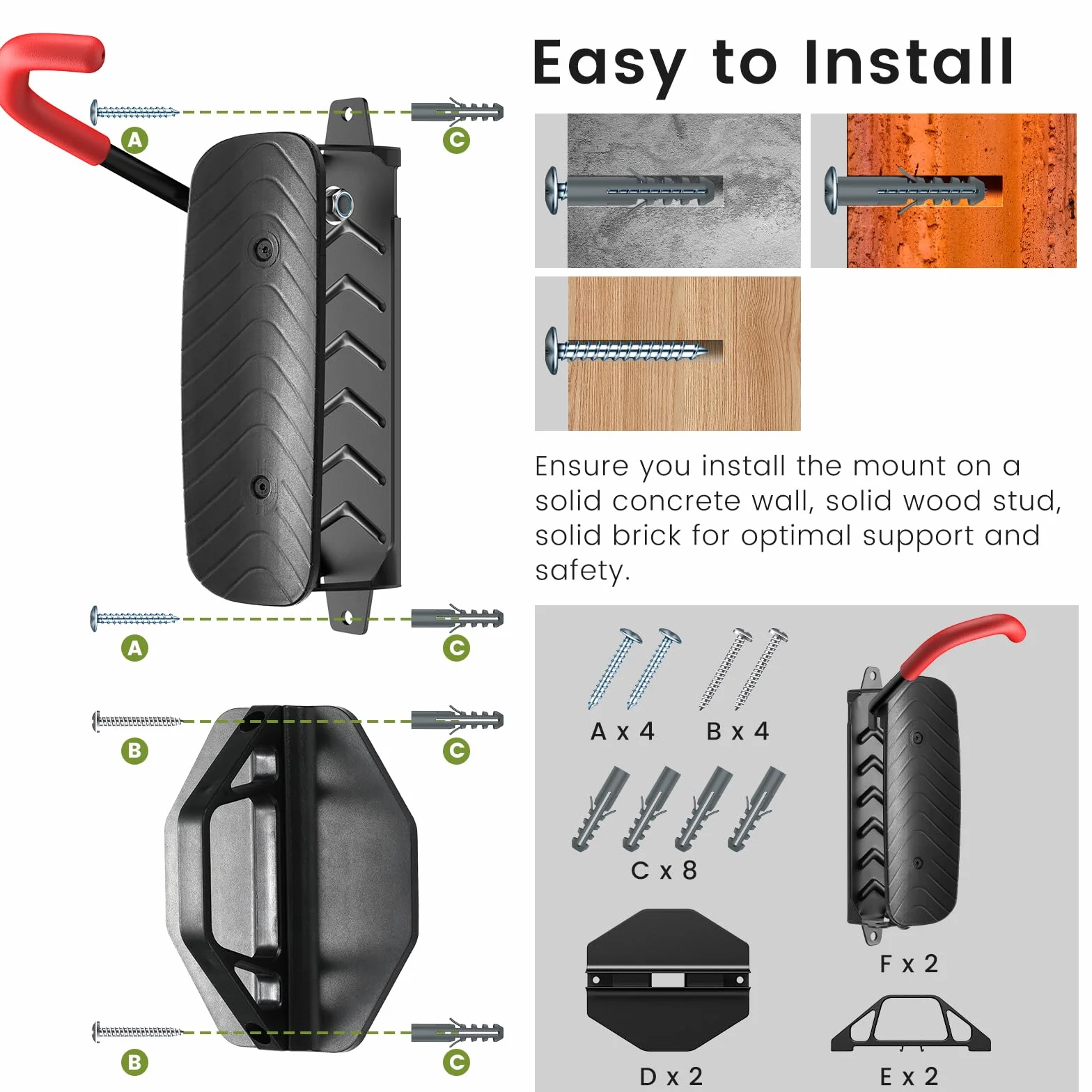Housolution Supporto Girevole per Biciclette, Gancio da Parete Verticale, 66 Libbre, 2 Pezzi