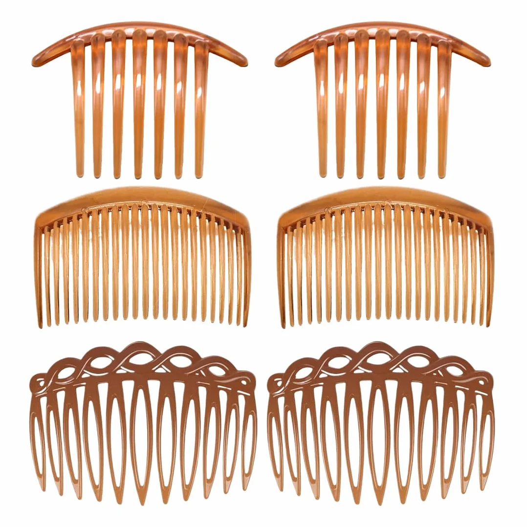 SGERUFZ 6 Mini Fermagli per Capelli, Pettinini Laterali Francesi in Acetato di Cellulosa, Design Vintage, Ideali per Tutti i Tipi di Capelli