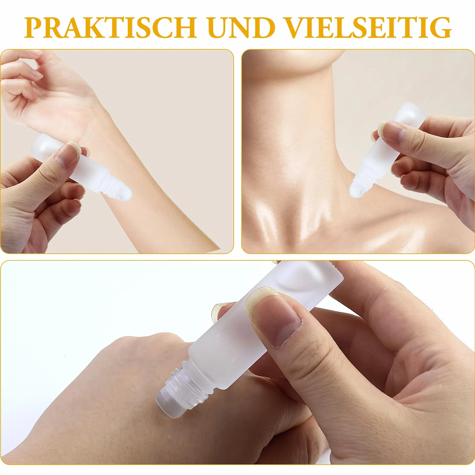 25 Pezzi Roll On Vuoto per Oli Essenziali,Roll On Vuoto 10 ml, in vetro trasparente, con rullo in acciaio inox e coperchio in bambù, per olio essenziale, spa, massaggio