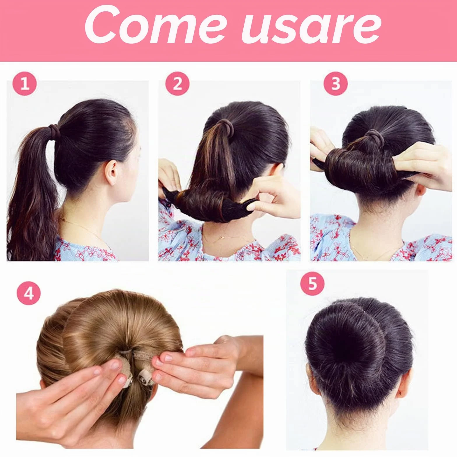 Srup 4 Pezzi Ciambelle per Capell, Beige Chignon a Ciambella, Acconciature Ciambella Chignon, Chignon a Ciambella, Creatore per Pane Ciambella, per bambini, ragazze, donne (Nero, marrone, beige)