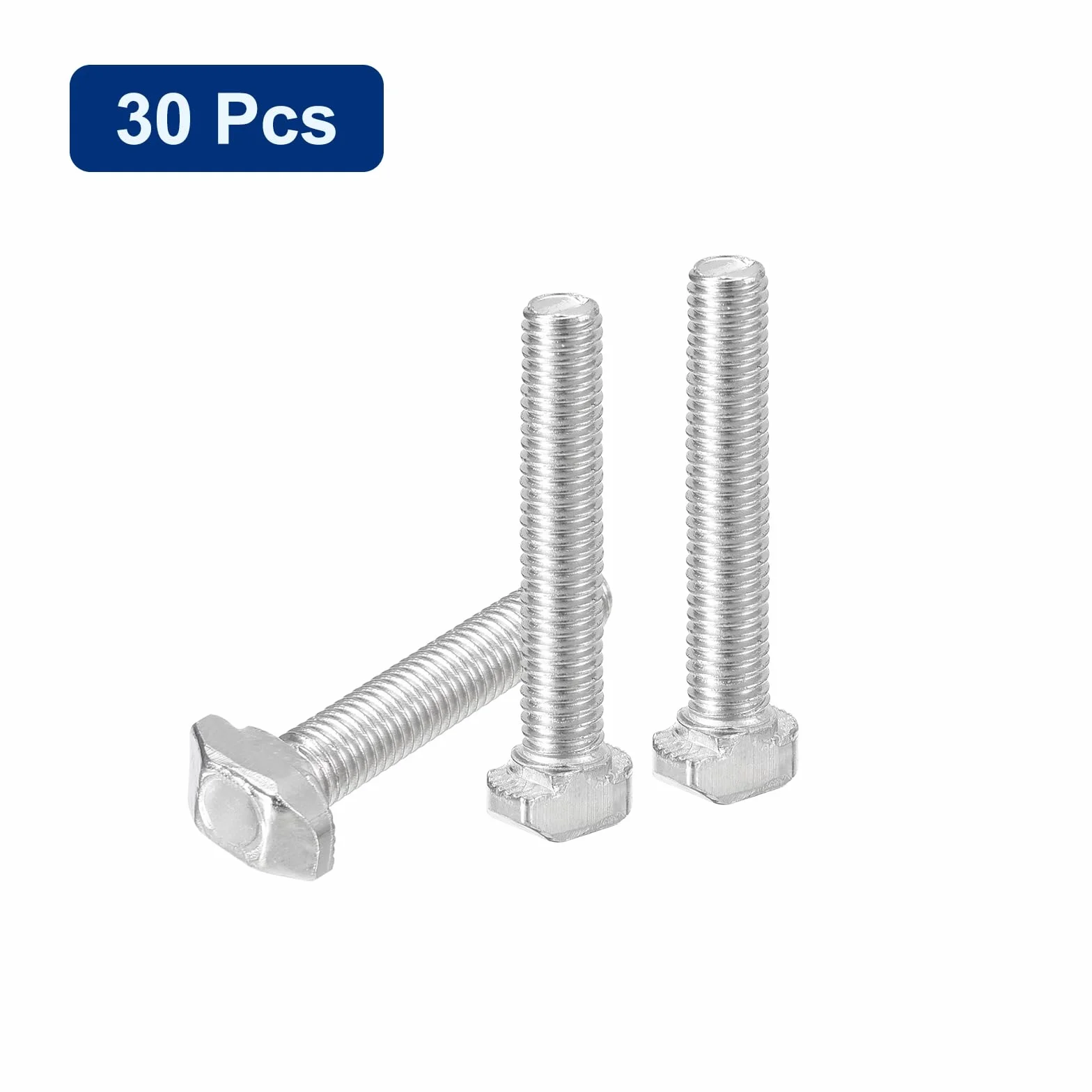 Bulloni a T-Slot M5 x 30mm per Profilo Alluminio Serie 2020, Acciaio Carbonio Nichelato Argento