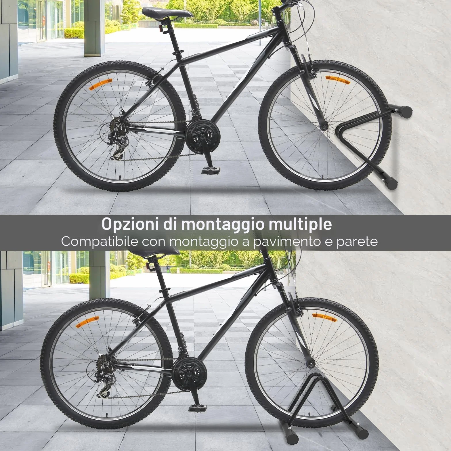 Rastrelliera Per Biciclette Wyxron Portabici Da Terra Acciaio Regolazione Distanza Montaggio Pavimento Parete