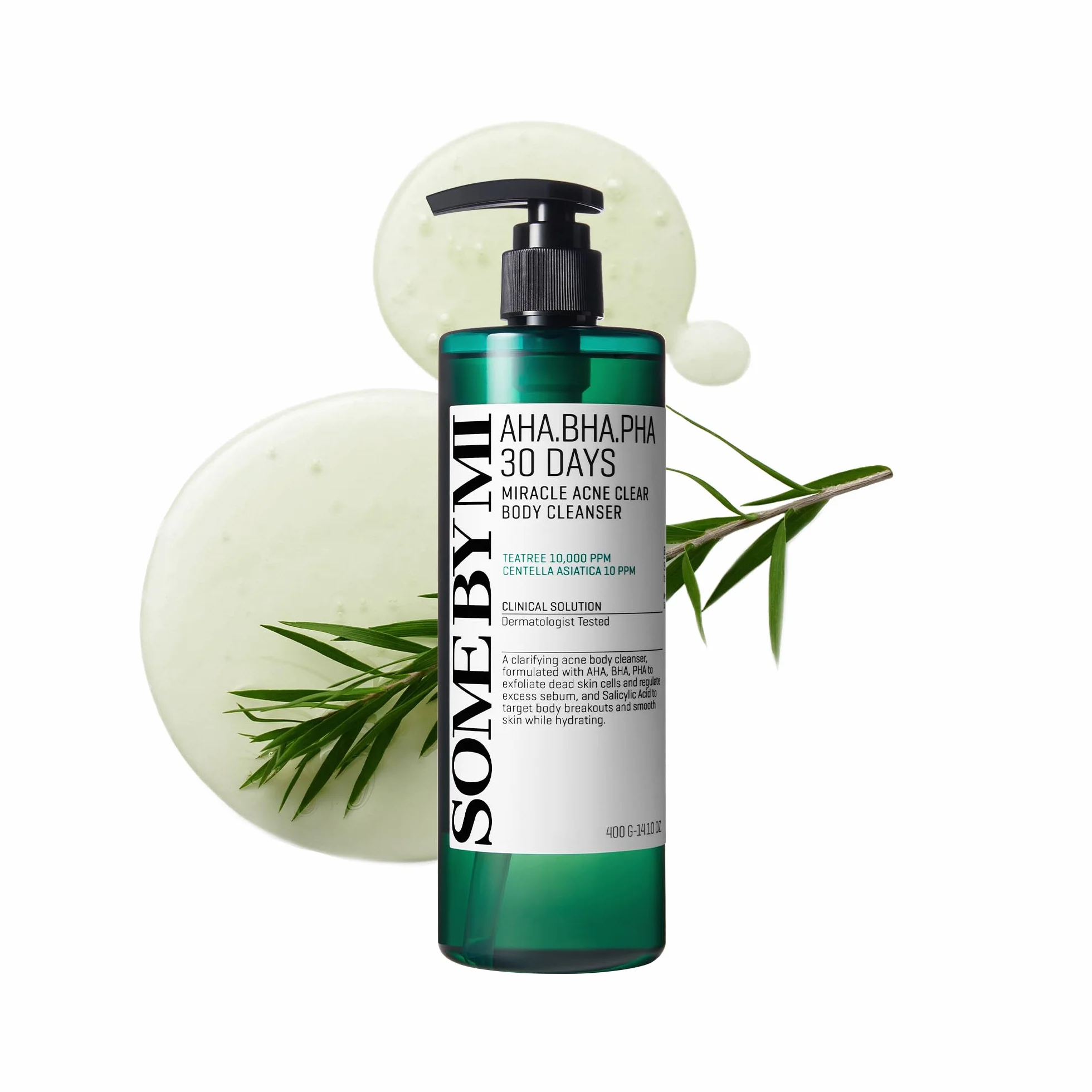 SOME BY MI AHA BHA PHA 30 Days Miracle Acne Clear Body Cleanser – 400ml – Detergente corpo quotidiano coreano con tea tree – Purifica il sebo e le impurità – Cura coreana